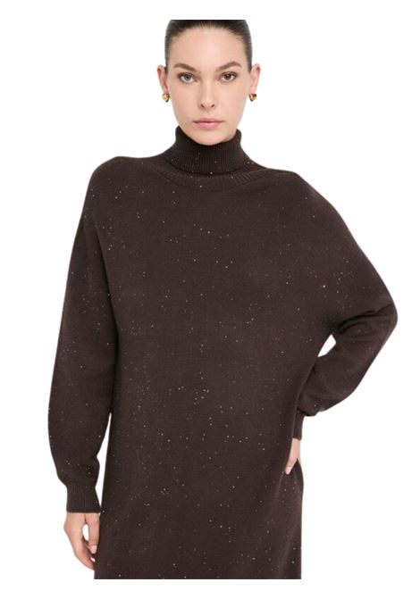 Abito in maglia con micro paillettes CIOCCOLATO Liu Jo | MF5484MA27RA4367